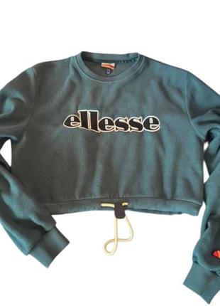 Флисовый укороченный свитшот кроп-топ ellesse зеленый оригинал кофта худи
