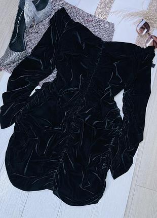 Нова вечірня сукня zara l оксамитова сукня коротка святкова сукня з відкритими плечима коротке плаття з боковим драпіруванням зара
