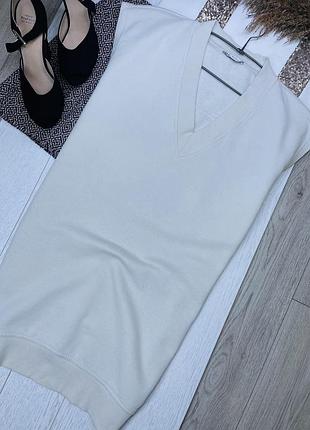 Осінній жилет zara s oversize бежевий жилет подовжений жіночий жилет прямого крою з вирізом жилет зара