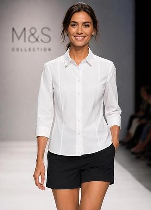 Жіноча біла блузка-сорочка m&s (marks & spencer), xl бавовна поліестер