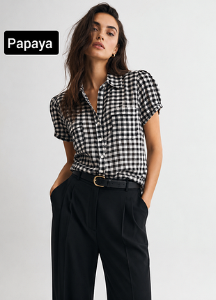 Рубашка женская в клетку с короткими рукавами от бренда papaya 16
