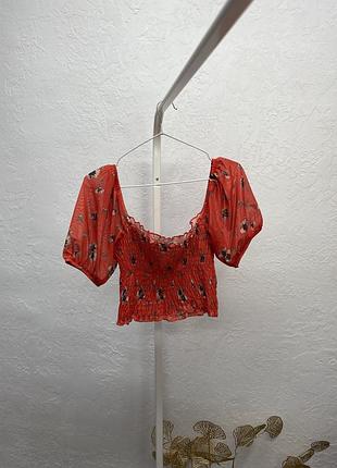 River island кроп топ сітка резинка кроп блуза топик блузка