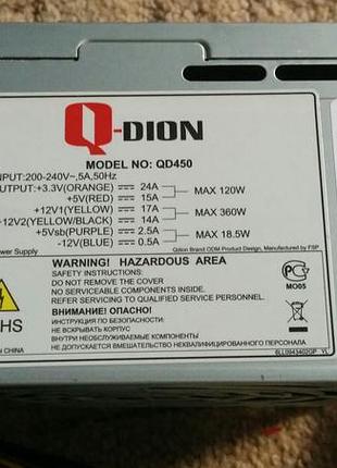 Блок питания qdion 450w (qd450) в виде нового.