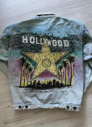 Вінтажна куртка rare vintage 1987 tony alamo hollywood denim jacket rhinestone hand painted 80s