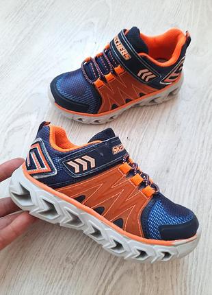 Кроссовки skechers s-lights на липучках с подсветкой кросівки