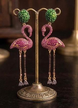 Сережки " рожеві фламінго" , 11,8 см