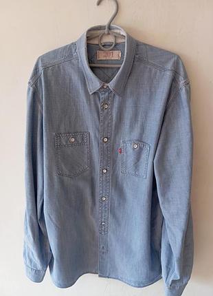 Родка рабочая рубашка в стиле вестерн из хлопка шамбры от levi's 201, оригинал, xl.