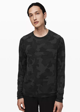 Мужской беговой спортивный лонгслив кофта lululemon metal vent tech long sleeve geo camo - xl