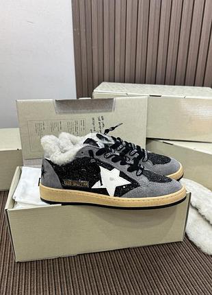 Найвища якість! утеплені зимові кросівки golden goose ball star щільне натуральне хутро