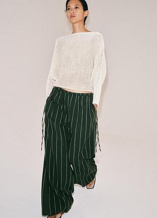 Брюки в полоску из смесового льна — zw collection хс-м