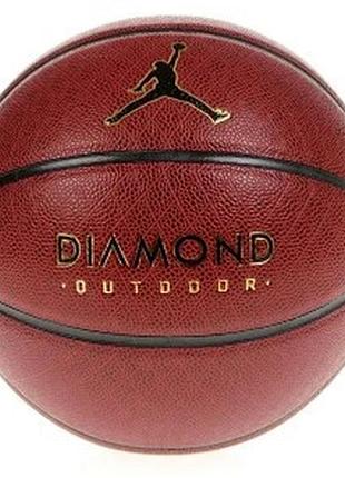 Мяч баскетбольный nike jordan diamond outdoor 8p deflated amber/black/metallic gold/black size 7