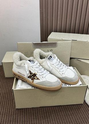 Найвища якість! утеплені зимові кросівки golden goose ball star щільне натуральне хутро