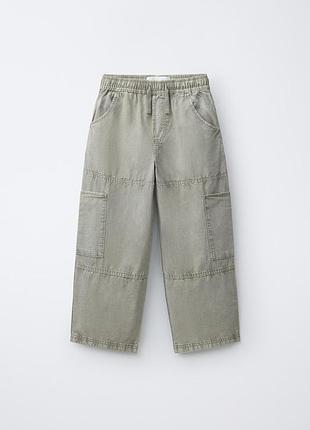 Легкие новые брюки карго zara тауп baggy широкие брюки 140