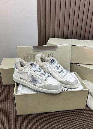 Найвища якість! утеплені зимові кросівки golden goose ball star щільне натуральне хутро