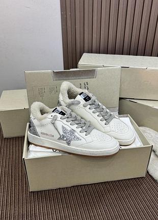 Найвища якість! утеплені зимові кросівки golden goose ball star щільне натуральне хутро