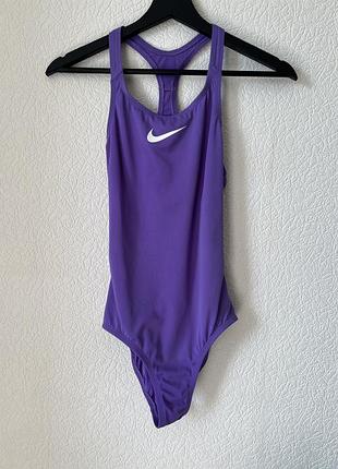 Фіолетовий дитячий підлітковий суцільний спортивний купальник nike 146-156 см