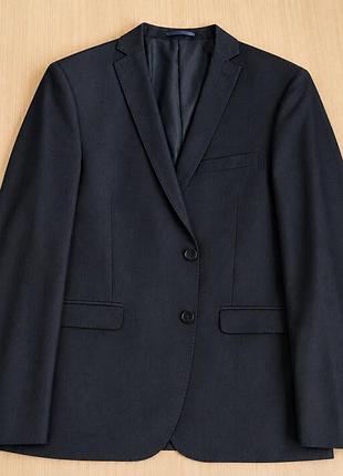 Темно-синій піджак zara man у тонку смужку (розмір xl / eur 54) — класичний блейзер