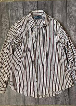 Чоловіча бавовняна сорочка в різнокольорову смужку  polo by ralph lauren