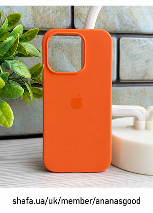 Чехол silicone case iphone 15 pro hermes orange ( силиконовый чехол iphone 15 pro с микрофиброй)