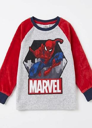 Лонгслив для мальчика c&amp;a marvel spider-man велюровый реглан bs001568