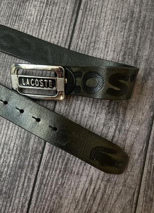 Чорний шкіряний ремінь lacoste