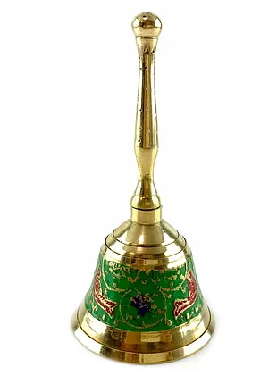Колокольчик с ручкой и рисунком латунный (12,5х6 см)