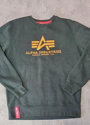 Свитшот alpha industries basic sweater в темно-зеленом цвете