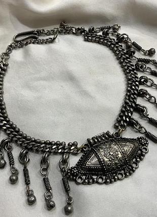 🌙 винтажное этническое колье чокер трайбл бохо с подвесками колокольчиками и медальоном 🪙 ✨