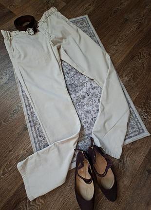 Женские бежевые брюки свободного кроя massimo dutti