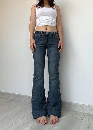 Джинсы средняя талия посадка синие голубые 38 36 s m flared bootcut клеш винтаж vintage 2000ые y2k