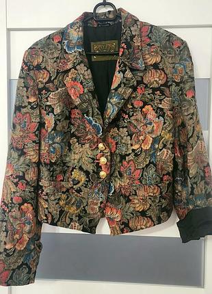 Винтажный гобеленовый жакет taifun (немечанка) в стиле dolce &amp; gabbana, 38 размер.