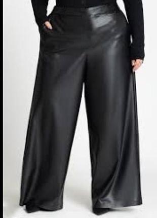 Жіночі батальні брюки з еко шкіри wide leg