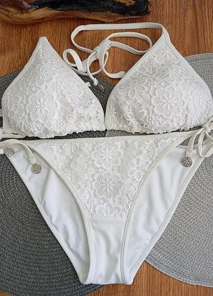 Білий купальник мереживо кроше new look s/m