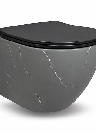 Подвесной унитаз vbi vulcano grey stone matt tornado