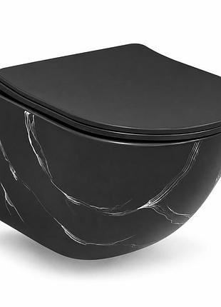 Подвесной унитаз vbi vulcano black stone matt tornado