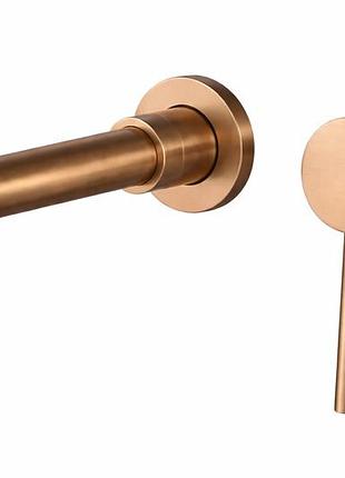 Змішувач для умивальника vbi milano long brushed copper із прихованим монтажем