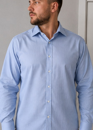 Чоловіча сорочка tm lewin luxury slim fit блакитна 17½ / 44–45