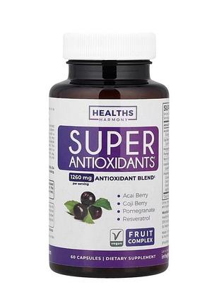 Антиоксиданти, super antioxidants, healths harmony, 60 капсул термін до 10/26