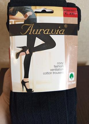 Женские чёрные плотные хлопковые лосины тм.aura.