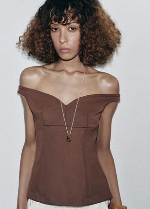 Вишуканий топ/майка/корсет зі спущеними плечима zara. іспанія.
