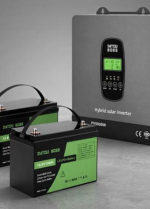 3,3 квт комплект резервного живлення інвертор datouboss + 2 акумулятора 12v/100ah для будинку, квартири