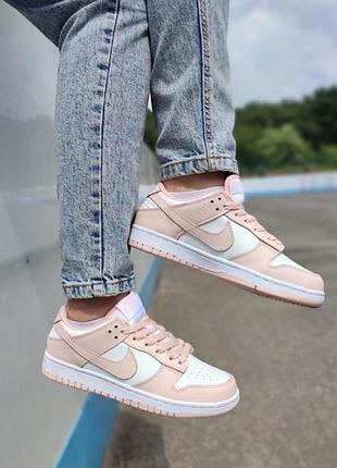 Шкіряні кросівки nike dunk low orange pearl