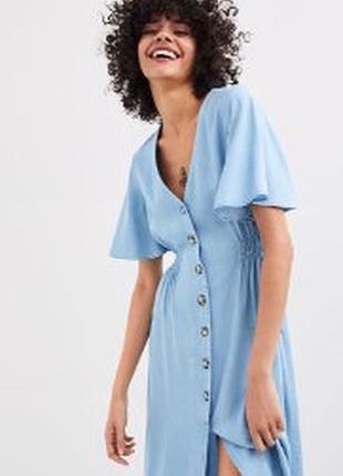 Платье миди от zara из натуральной ткани.