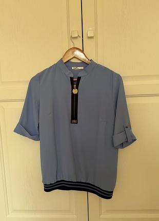 Блузка жіноча x&t fashion блакитна з блискавкою 36 (s/m)