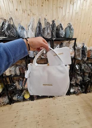 Сумочка бренду di gregorio італія з гаманцем білий колір шкіра