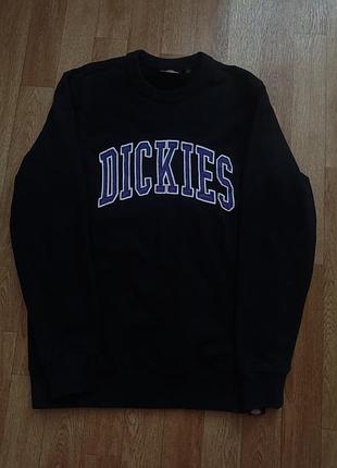 Чоловічий світшот dickies чорний з фіолетовою вишивкою, розмір s