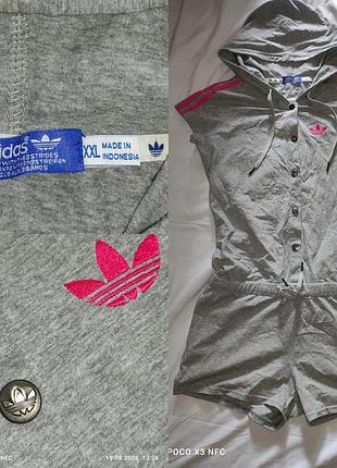 Новый ромпер комбинезон adidas originals (оригинал) серый с розовым женский на девушку