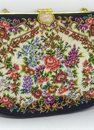 Сумочка вінтаж із вишивкою petit point