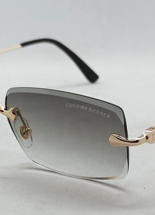 Chrome hearts солнцезащитные очки унисекс модные брендовые линзы серо зелени градиент в золотом металле
