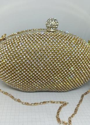 Сумочка металлическая кольчужка со стразами новая